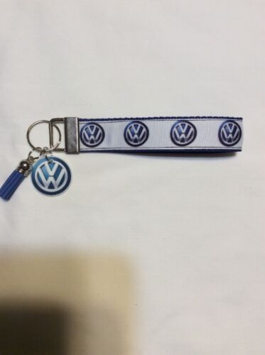 VOLKSWAGEN KEY FOB WITH TASSEL AND FLAT BACK RESIN