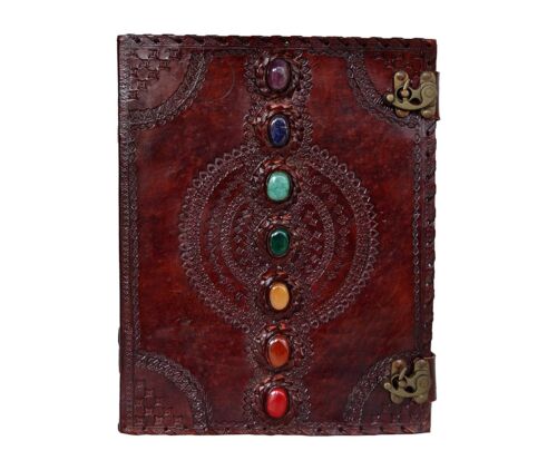 Leather Journal Seven Chakra Medieval Stone Embossed Handmade Book of Shadow 