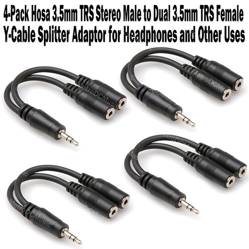 4-Pack Hosa 3.5mm TRS Stereo Male to Dual 3.5mm Female Y-Cable Splitter Adaptor