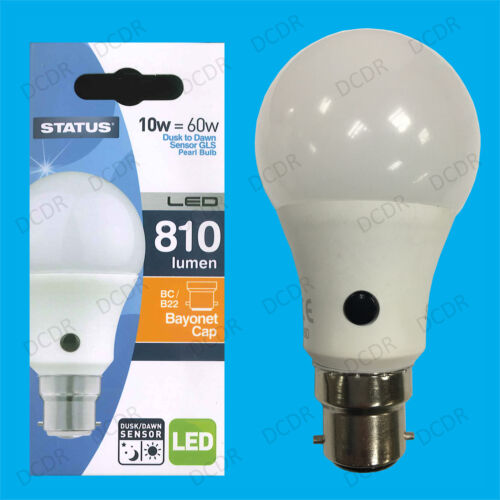 2x 10W = 60W LED GLS Dusk Till Dawn Sensor Security Night Light Bulb BC B22 Lamp