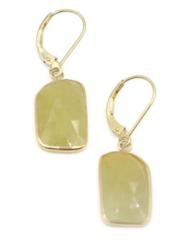 Details about  / Sapphire Beige Hanging Earrings,14K Yellow Gold Lever Backs