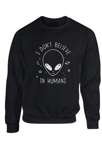Ragazzo Adulto Maglione Felpa ALIENO HEAD Non credo negli esseri umani SWEATER dello spazio