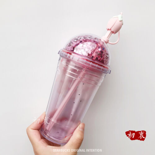 2020 China Starbucks Pink Sakura//Gradual Purple 16oz Plastic Bilayer STRAW Cup