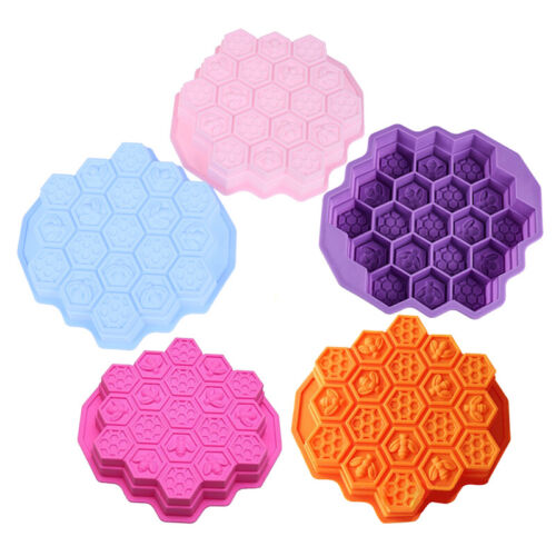 19 Cell Silicone Bee Honeycomb Cake decor Chocolate Soap Candle Bakeware MoN_vi 