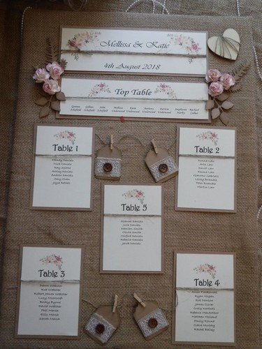 table de cartes etc invitations Floral Shabby Chic Rustique Mariage Papeterie