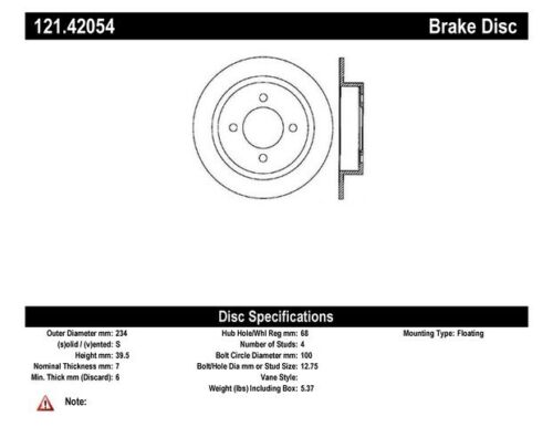121.42054 Centric Parts Disc Brake Rotor P/N:121.42054 