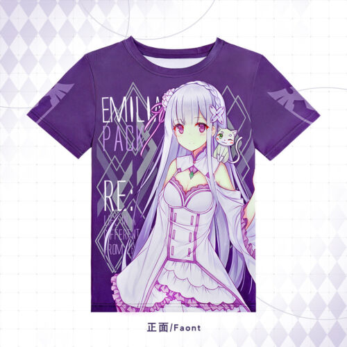 Anime Re:Zero Emiria T-shirt Full Color Printing Casual Unisex Tee S-XXL Hot 