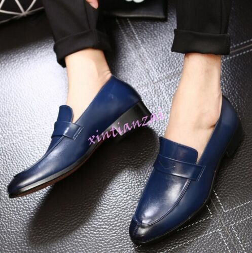 Mens Business Leather Slip On Loafers 
