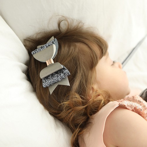 Cute Hair Clip Bow Girls Double Glitter PU Leather Cartoon Hairpins Accessories