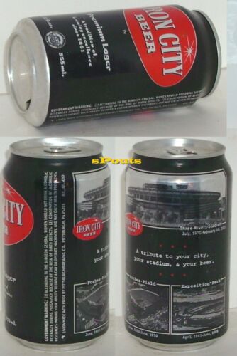 PITTSBURGH,PA.SPORT BLACK BEER CAN FORBES FIELD+EXPOSITION PARK*3 RIVERS STADIUM