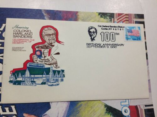 Vintage KFC Colonel Harland Sanders Coloring Book-1st Day Issue Stamped Envelope 