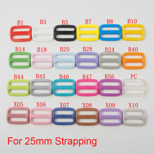 25mm Plastic Strap Tri-glide Buckle Adjuster Clip Belt Cord Webbing Bag Slider 