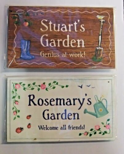 Wooden Garden Plaque Signs Stakes Personalised Assorted names Male//Female