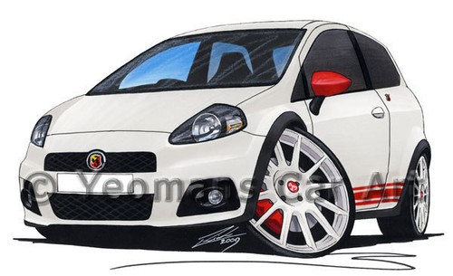 Fiat Grande Punto Abarth Caricature Car Art Print