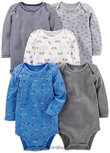 5-Pack Carter/'s Baby Boy//Girl Long Sleeve Bodysuit Set Wholesale Price!