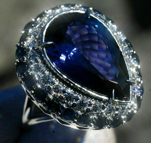 5ct Tanzanite Sapphire Diamond Vintage Halo Engagement Ring 14K White Gold Over 