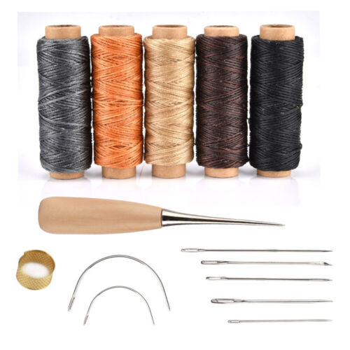 Repair Wood Waxed Thread Cord Sewing Drilling Awl Needles Leather Craft Tool 