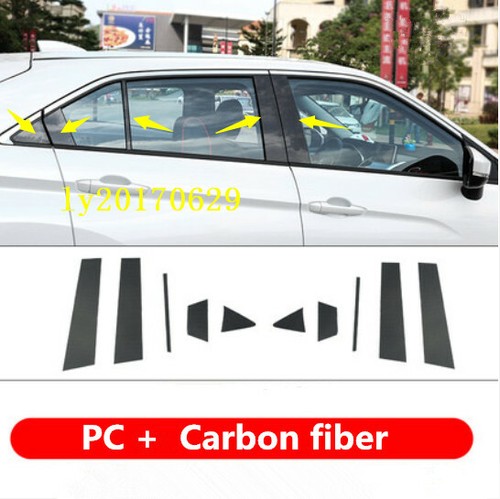 10x PC Carbon fiber Window Pillars Post Cover For Mitsubishi Eclipse Cross 2018