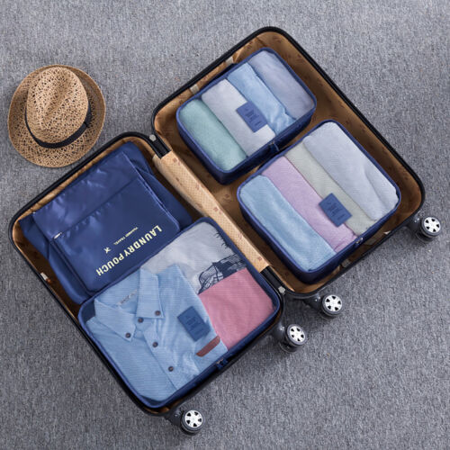 UK 6PCS Luggage Organiser Suitcase Storage Bags Packing Travel Cubes Waterproof