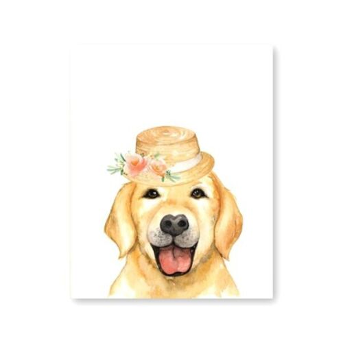 Golden Retriever Dog Canvas Art Print Husky Puppy Nursery Poster Kids Room Decor