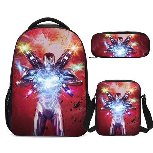 IRON MAN Avengers Superior Students Big Backpack Cross Body Bag Pencil Case Lot