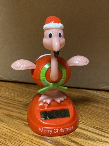 Christmas FLAMINGO With Wreath Details about  / Solar Powered Dancing Bobble Head Toy New