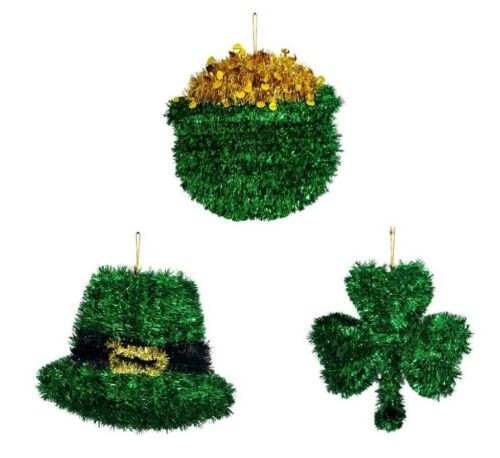 Details about   St Patrick’s Tinsel Hanging Decorations 3-Piece Set 