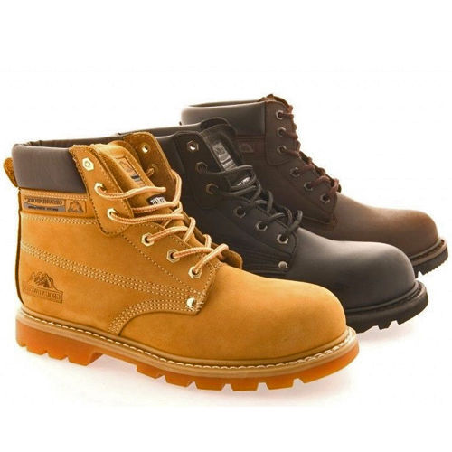 MENS GROUNDWORK STEEL TOE CAP SAFETY TRAINERS LEATHER LACE UP WORK BOOTS SHOES