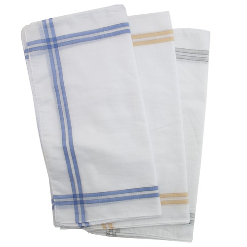 10 Walter Grange blanco con borde de color para hombre pañuelos//hankys