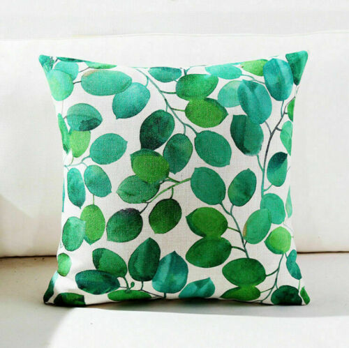Cotton Linen Pillow Case Sofa Office Cushion Home Decor Leaf Geometry Pattern
