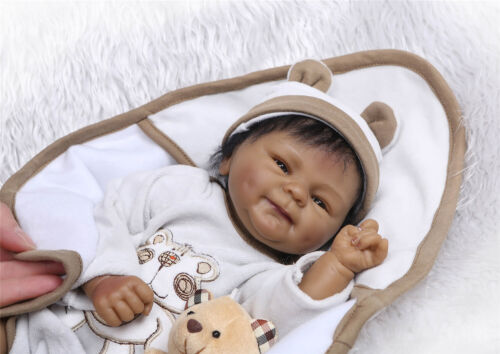 18in African American Reborn Baby Dolls Biracial Newborn Boy Baby Black Dolls US