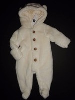 NWT Baby Gap 3-6 Sherpa Footed One-Piece Ivory Frost Unisex Boy Girl