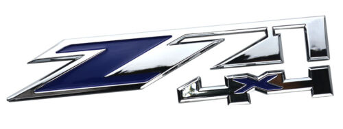 2x Z71 4x4 Emblems Badge Sitcker for GMC Chevy Silverado Sierra Chrome Blue