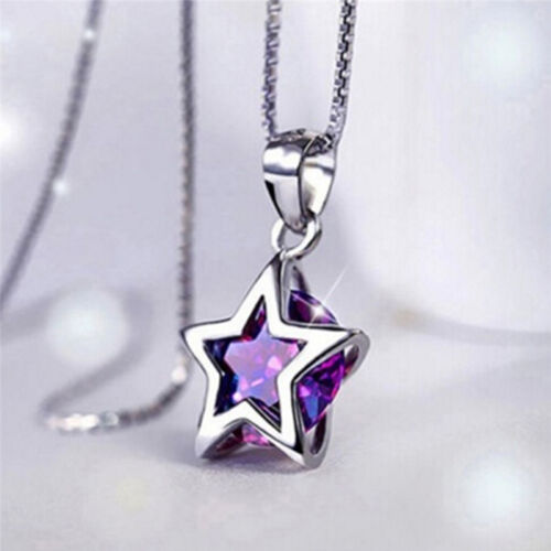 Elegant Crystal Pendant Chain Silver Hollow Tone Star Zircon Necklace Gift 2019