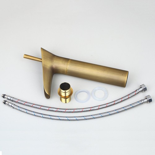 Bathroom Basin Vanity Waterfall Sink Mixer Tap Antique Brass Faucet Deck Mount