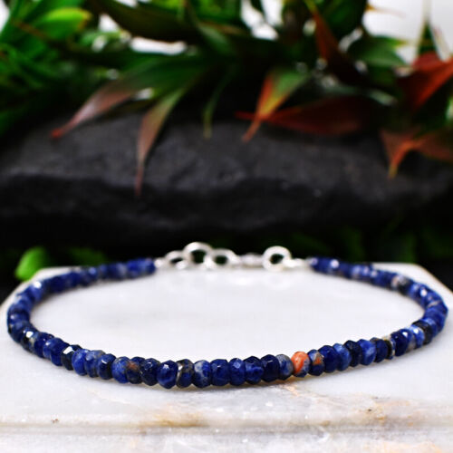 Details about   Blue Sodalite 25.00 Cts Natural 7 Inches Long Round Cut Beads Bracelet NK 29E186 