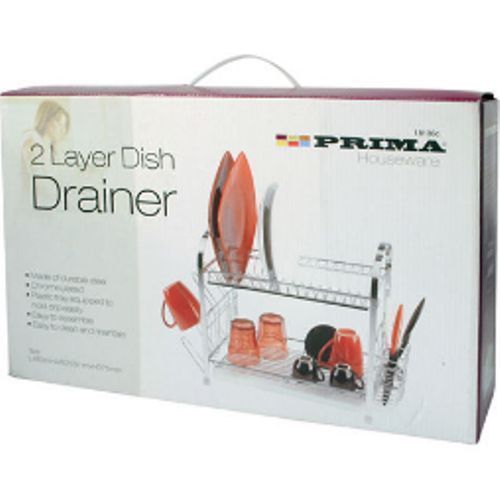 New Double Drip Tray 2 Layer Plastic Dish Drainer Rack Utensil Cutlery Draining