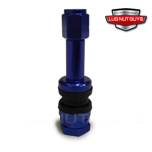 Set of 4 Blue Aluminum Tire Valve Stems and Caps Bolt-In Style Lightweight 