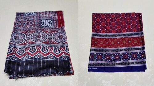 SINDHI Ajrak Traditional Pakistani cotton Shawl scarve wrap men and women 