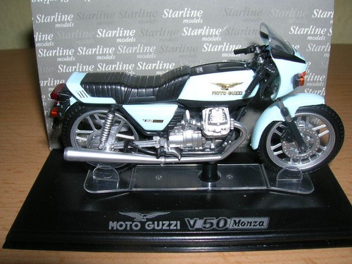 Starline MOTO GUZZI v50//v 50 Monza Bleu Clair Lightblue 1:24 Moto Motorbike
