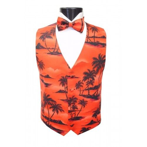 Tropical Red Tradewinds Tuxedo Vest and Bowtie