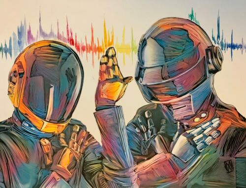 Limited Print Daft Punk Colorful Painting ElectronicTechno House Music Wall Art