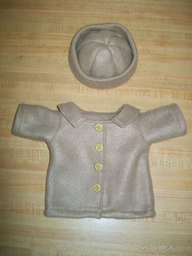 2 PC OUTFIT fuzzy tan fleece coat and hat set for 13-14/" CPK Cabbage Patch Kids
