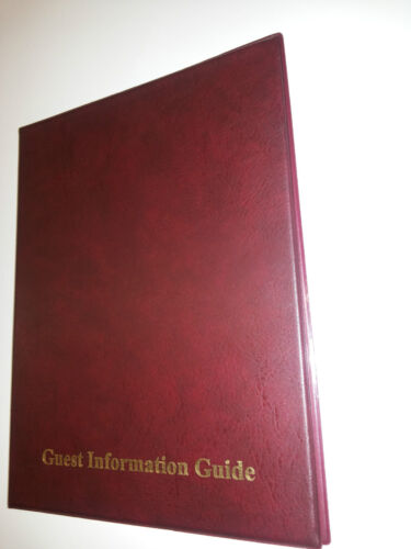 GUEST INFORMATION GUIDE PVC FOLDER with 12 A4 POCKETS REF BURGUNDY/GOLD 