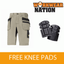6101 Snickers Khaki LiteWork 37.5® Work Shorts Holster Pockets FREE KNEE PADS