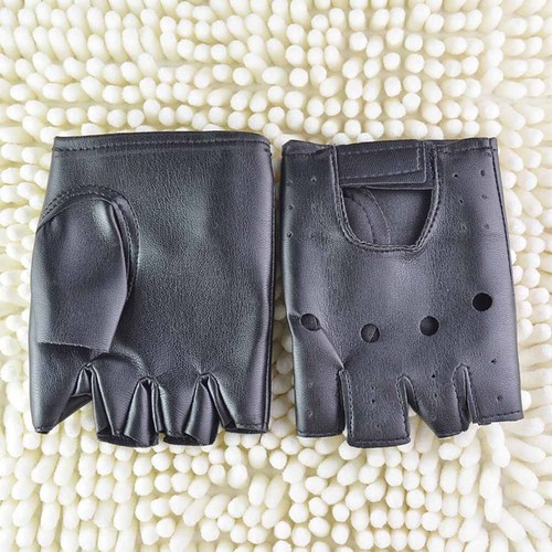 Neue Junge Punk Kunstleder Handschuhe Halbe Finger Fingerlose Biker Radfahren