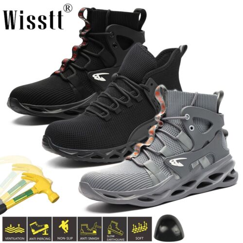 Wisstt Men Indestructible Bulletproof Safety Steel Toe Work Shoes Water Trainers