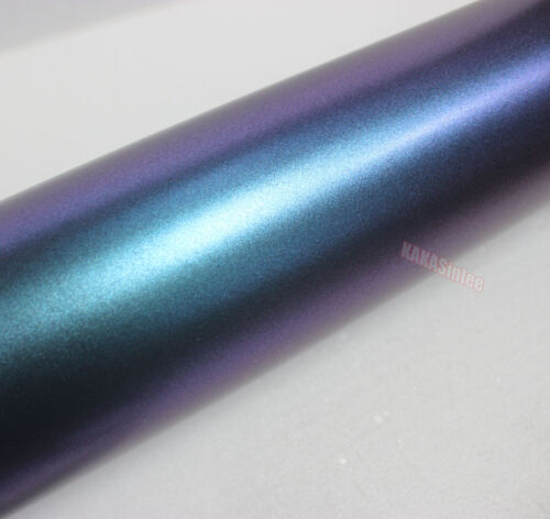 Car Chameleon Satin Chrome Glitter Pearl Metal Vinyl Wrap Sticker Purple Blue