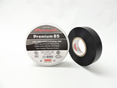 Plymouth Rubber 4240 Premium 85 Black 8.5 Mil Vinyl Electrical Tape 3//4/" x 66/'