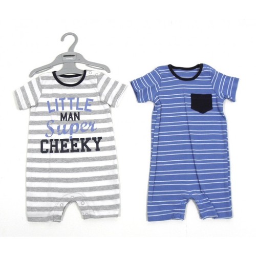 BABY BOYS EX HIGH STREET 2 PACK STRIPED ROMPER BODYSUIT
